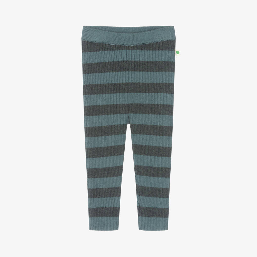 The Bonniemob - Green Stripe Cotton & Cashmere Knit Leggings | Childrensalon