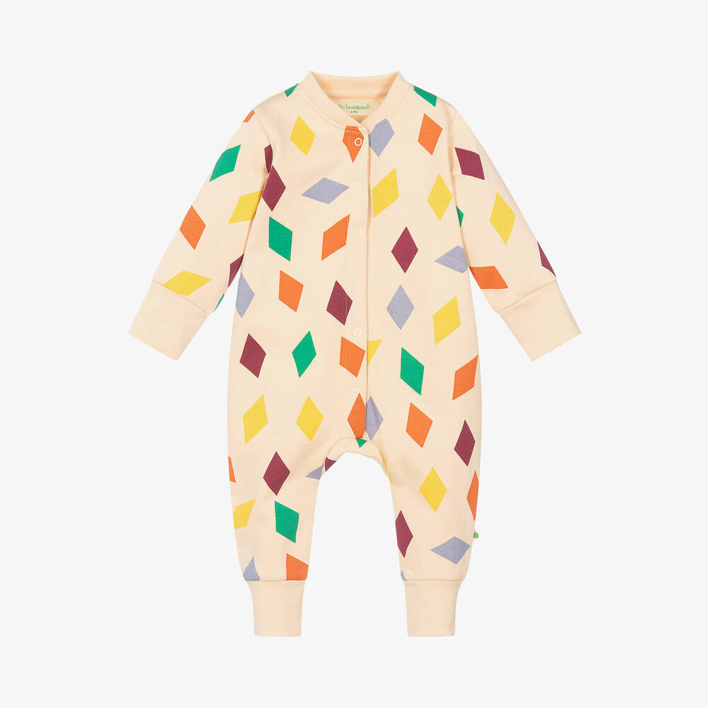 The Bonniemob - Ivory Organic Cotton Diamond Romper | Childrensalon