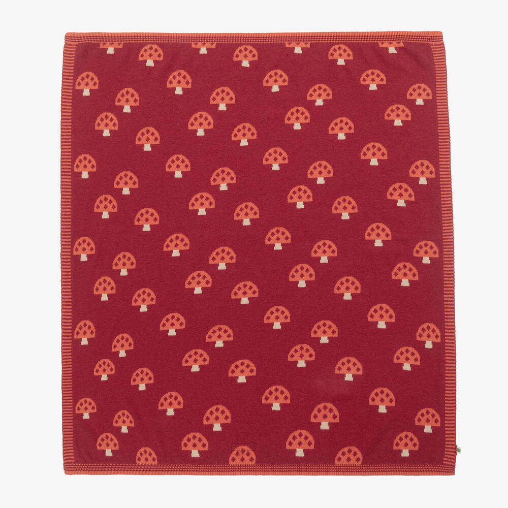 The Bonniemob - Red Mushroom Cotton & Cashmere Blanket (83cm) | Childrensalon