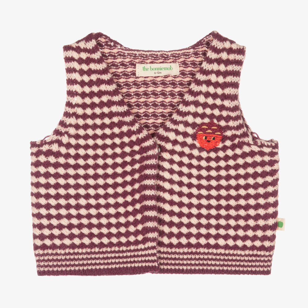 The Bonniemob - Red Wool & Organic Cotton Waistcoat | Childrensalon