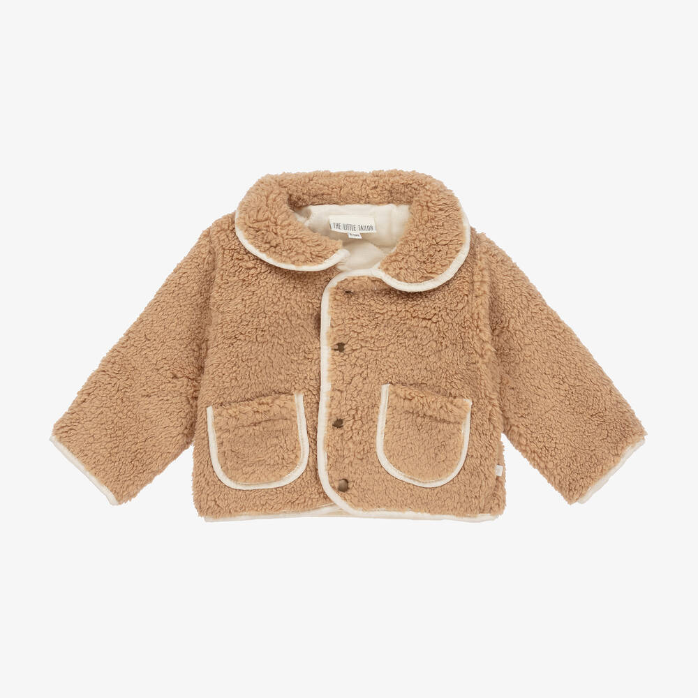 The Little Tailor - Бежевая двусторонняя стеганая куртка из шерпы-флиса | Childrensalon