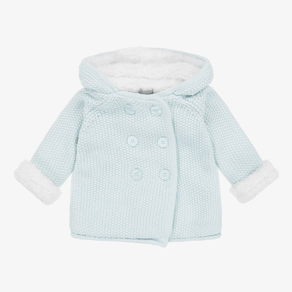 The Little Tailor - Голубое прогулочное вязаное пальто из хлопка для малышей | Childrensalon