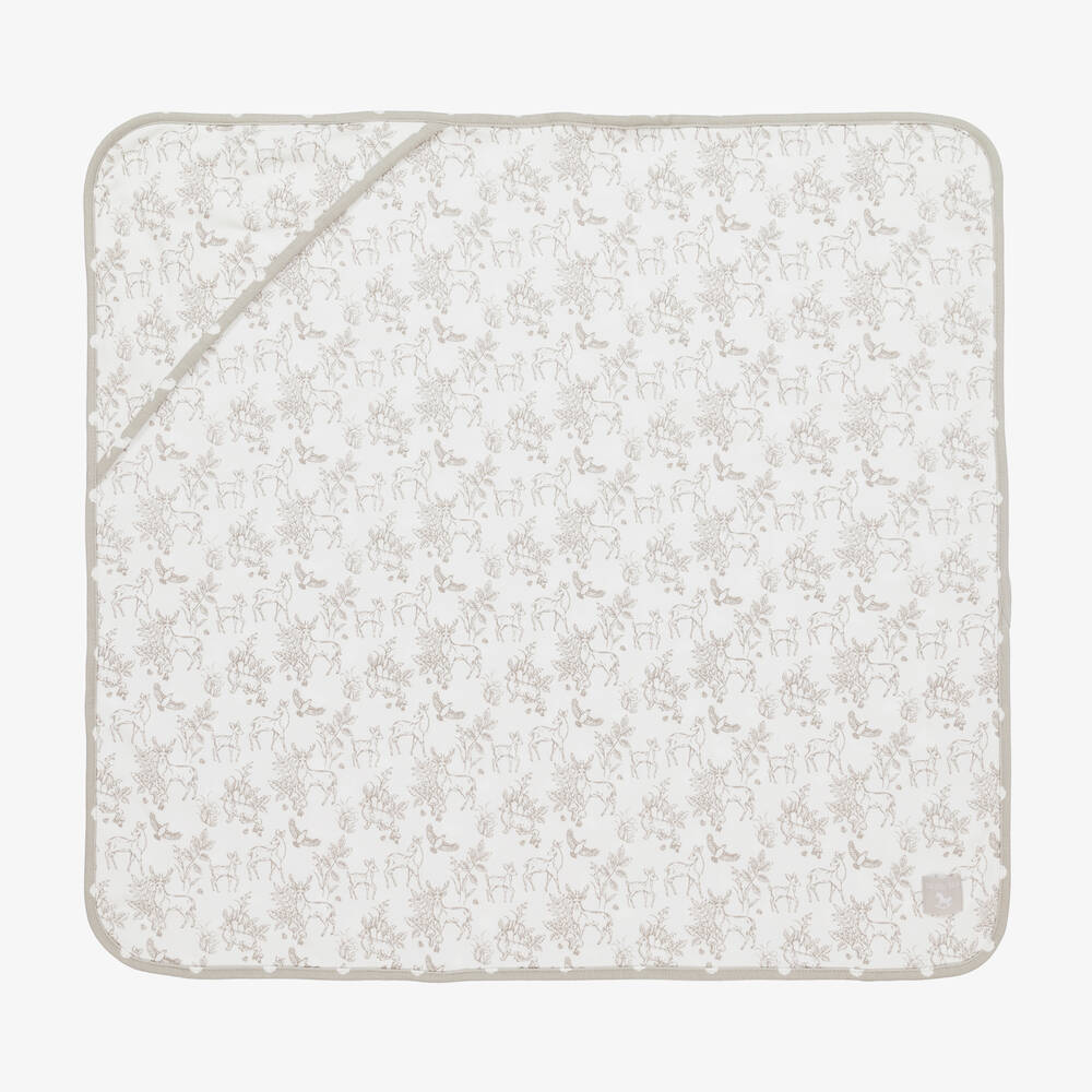 The Little Tailor - Grey Woodland Print Reversible Blanket (69cm) | Childrensalon