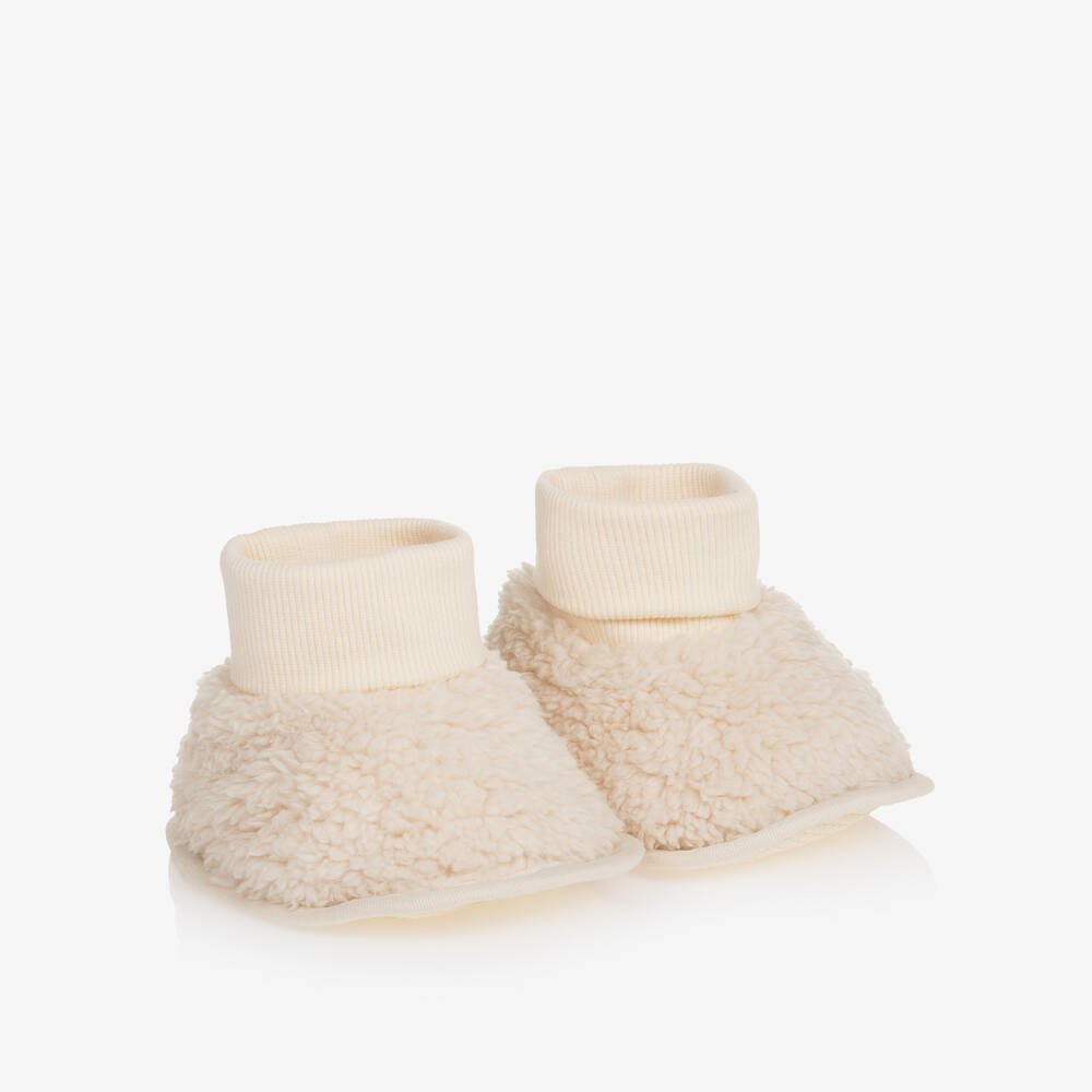 Shop The Little Tailor Ivory Sherpa Fleece Baby Booties