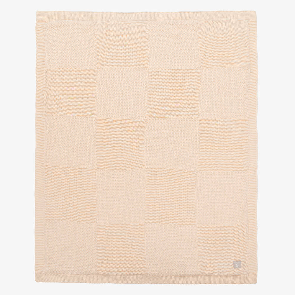 The Little Tailor - Pale Pink Knitted Cotton Blanket (100cm) | Childrensalon