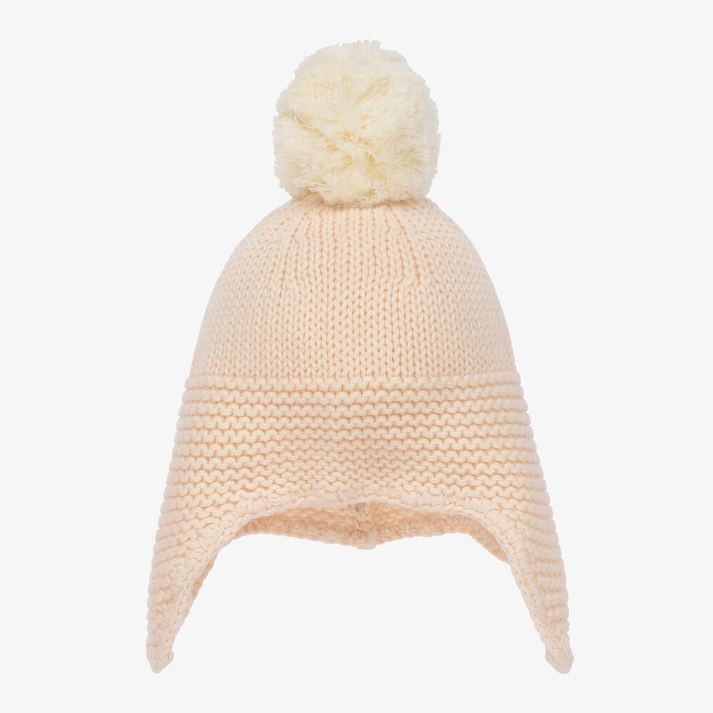 The Little Tailor - Pink Cotton Knit Bobble Hat | Childrensalon