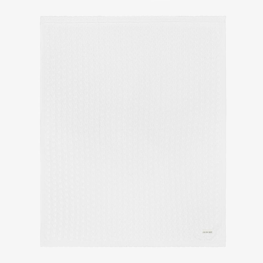 Shop The Little Tailor White Knitted Baby Blanket (108cm)
