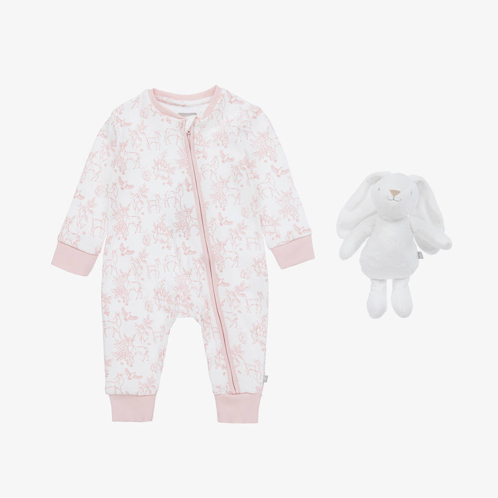 The Little Tailor - White & Pink Cotton Babysuit Gift Set | Childrensalon
