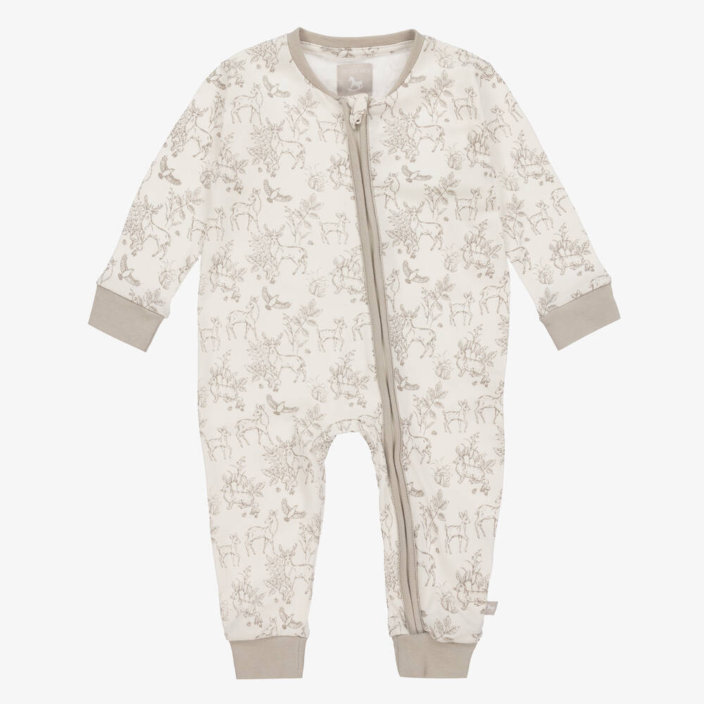 The Little Tailor - Pyjama blanc en coton imprimé forêt | Childrensalon