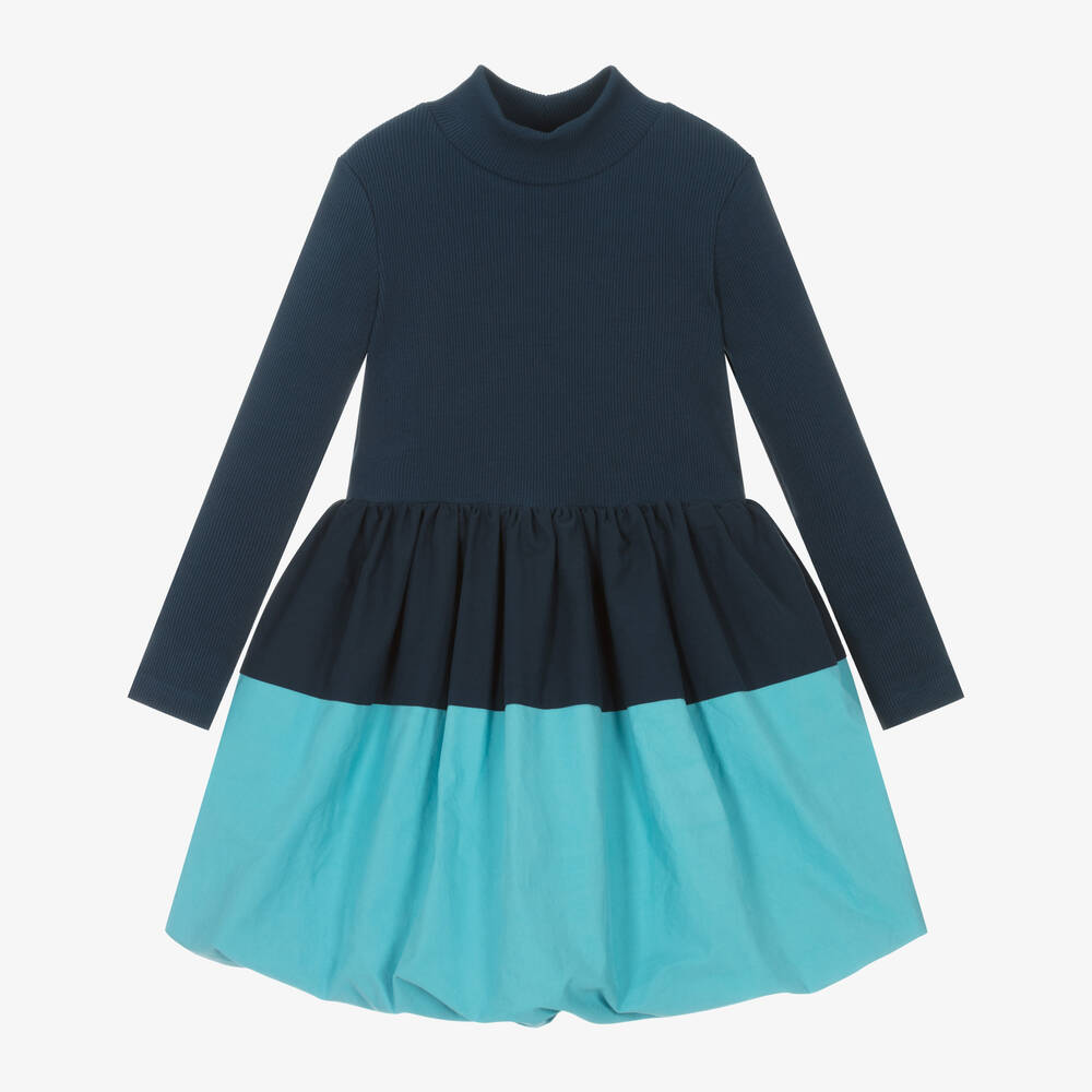 The Middle Daughter - Girls Blue Cotton Dress | Childrensalon