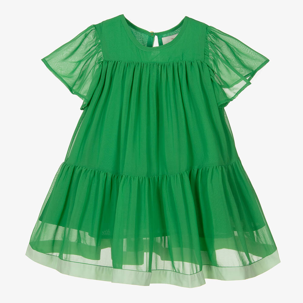 The Middle Daughter - Girls Green Chiffon Dress | Childrensalon