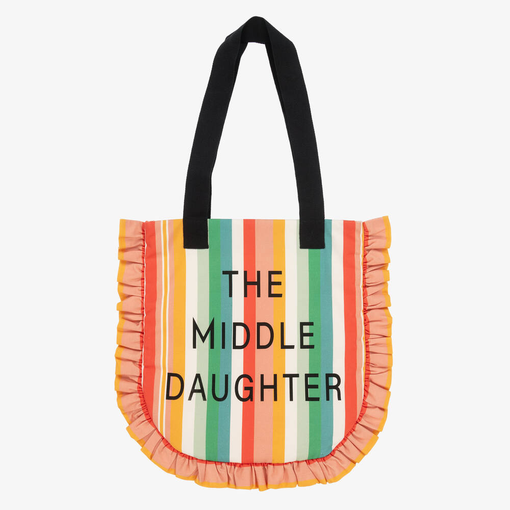 The Middle Daughter - Girls Pink Stripe Tote Bag (39cm) | Childrensalon