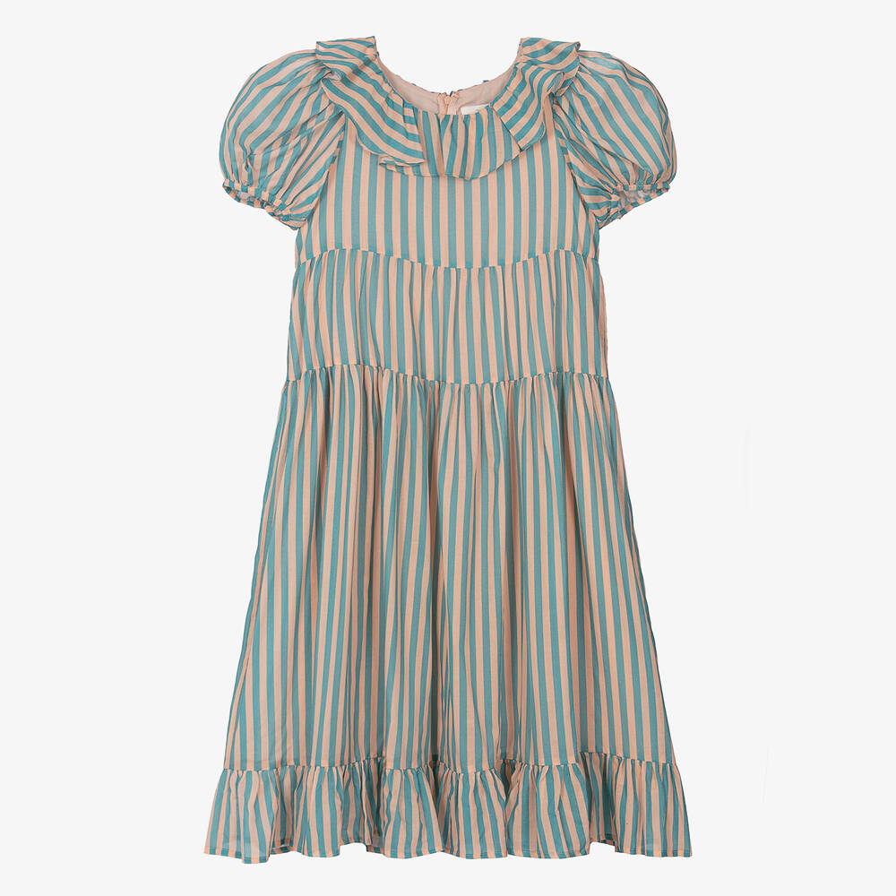 The Middle Daughter - Teen Girls Blue & Pink Striped Cotton Dress | Childrensalon