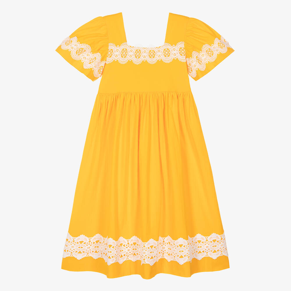 The Middle Daughter - Teen Girls Orange Cotton Dress | Childrensalon