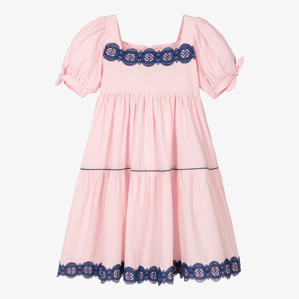 The Middle Daughter - Teen Girls Pink Tiered Cotton Dress | Childrensalon