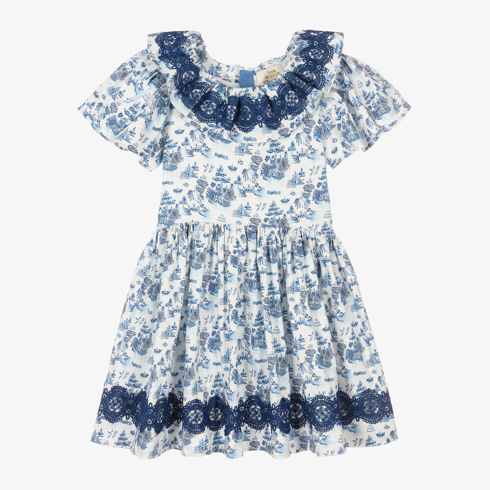 The Middle Daughter - Teen Girls White & Blue Willow Pattern Dress | Childrensalon