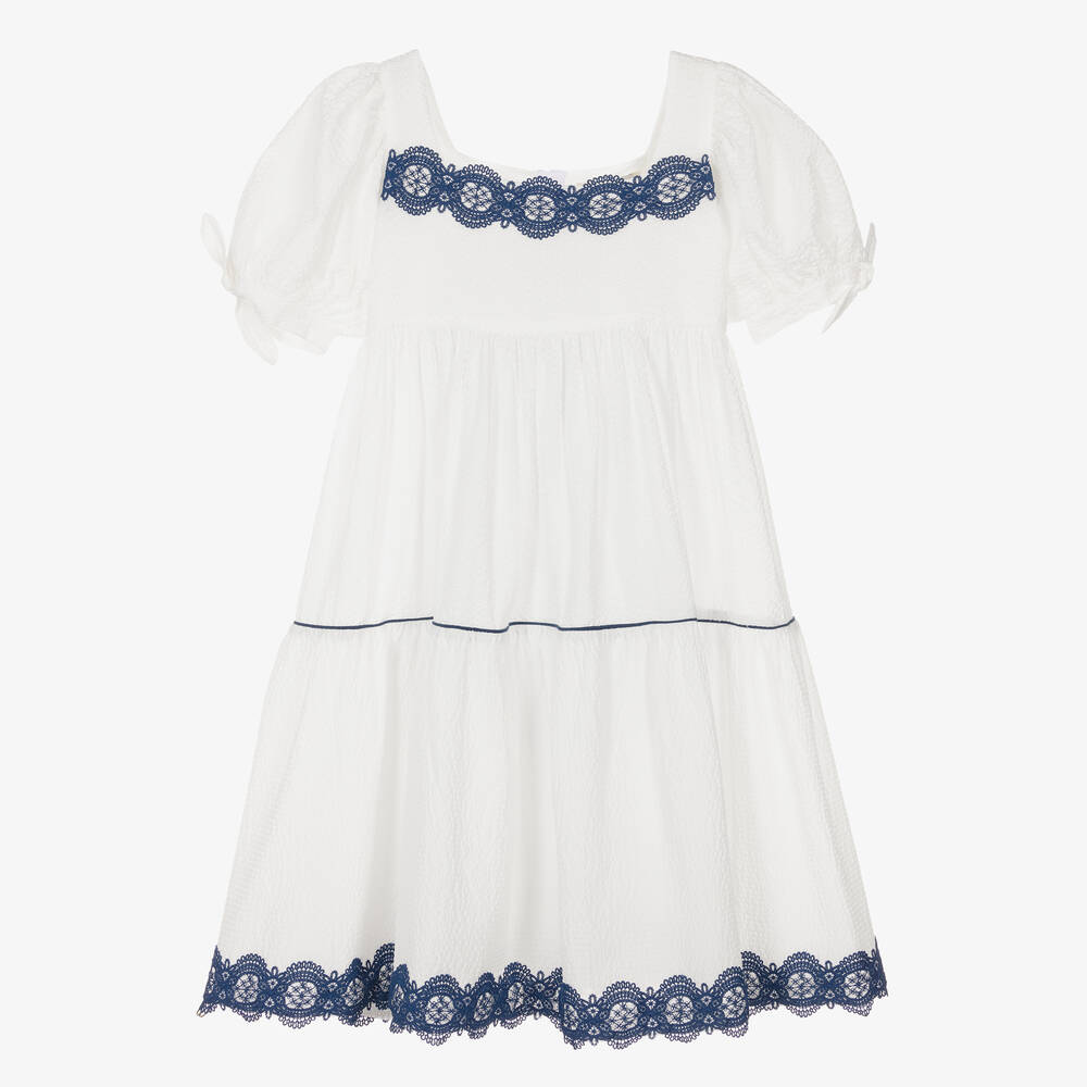 The Middle Daughter - Teen Girls White Tiered Cotton Dress | Childrensalon