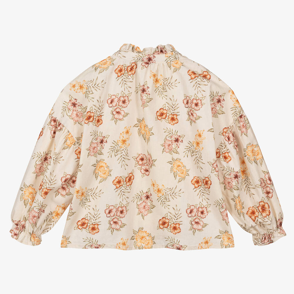 The New Society - Girls Ivory & Red Floral Blouse | Childrensalon