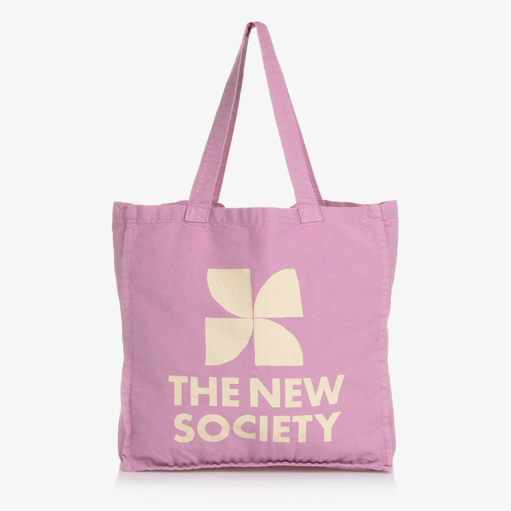 The New Society - حقيبة قطن كانفاس لون بنفسجي للبنات (35 سم) | Childrensalon