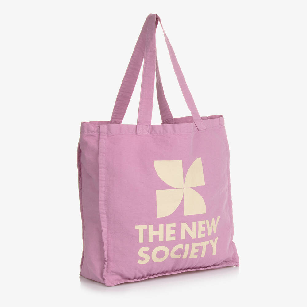 The New Society - Girls Purple Canvas Tote Bag (35cm) | Childrensalon