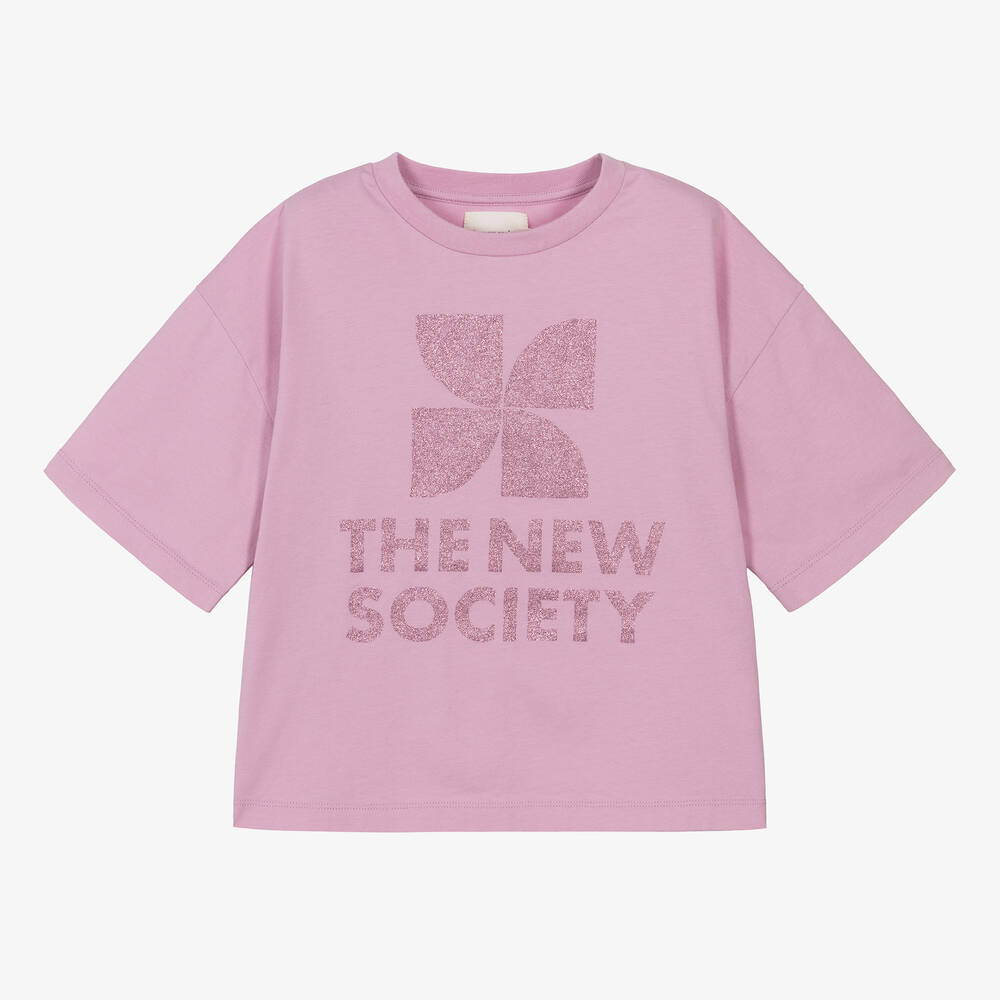 The New Society - تيشيرت قطن جيرسي لون بنفسجي للبنات | Childrensalon