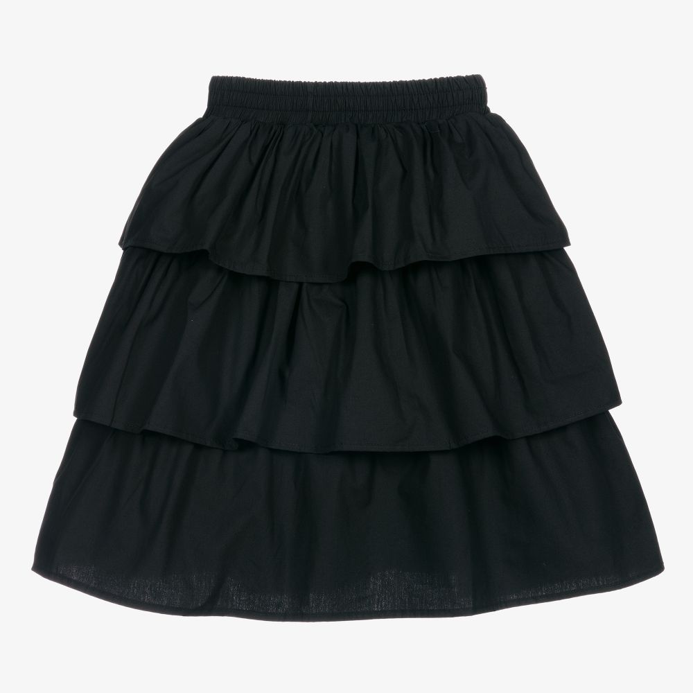 The Tiny Universe - Black Ruffled Cotton Skirt | Childrensalon