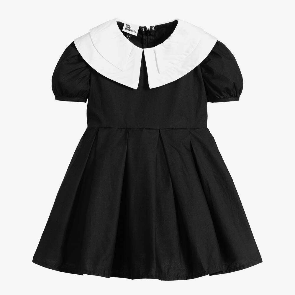 The Tiny Universe - Girls Black Cotton Dress | Childrensalon