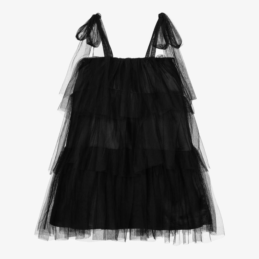 The Tiny Universe - Girls Black Tulle Dress | Childrensalon