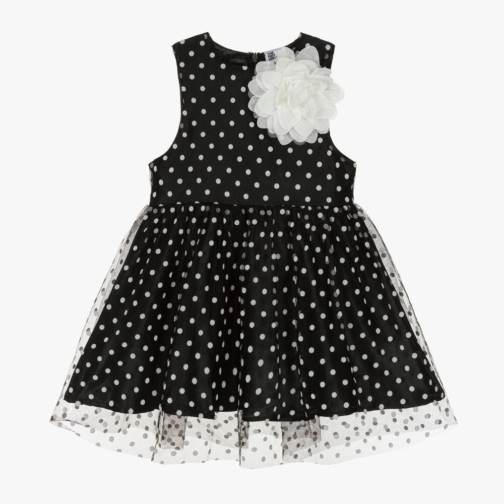 The Tiny Universe - Girls Black Tulle Polka Dot Dress | Childrensalon
