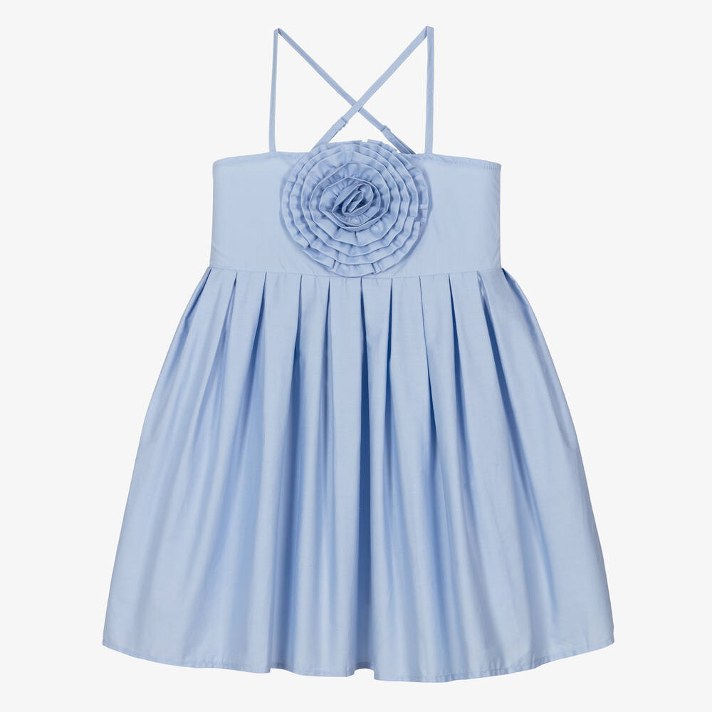 Shop The Tiny Universe Girls Blue Cotton Sun Dress