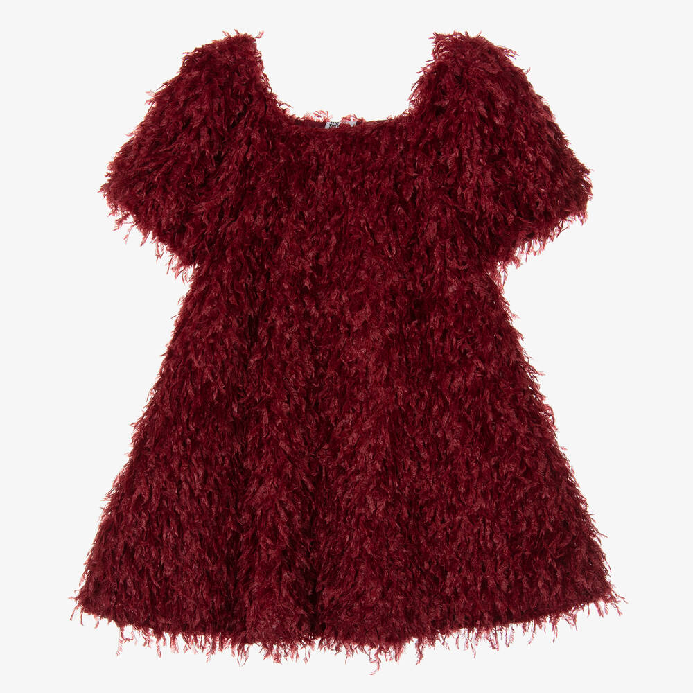 The Tiny Universe - Girls Burgundy Red Fluffy Dress | Childrensalon