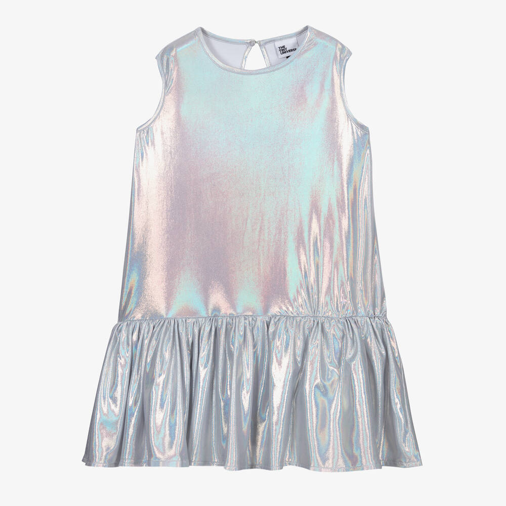 The Tiny Universe Kids' Girls Iridescent Silver Sleeveless Dress