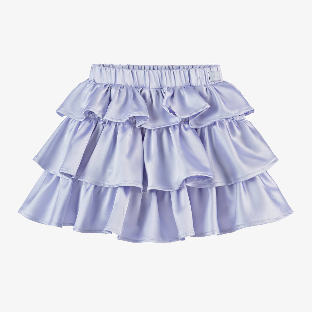 The Tiny Universe - Girls Lilac Purple Satin Ruffle Skirt | Childrensalon