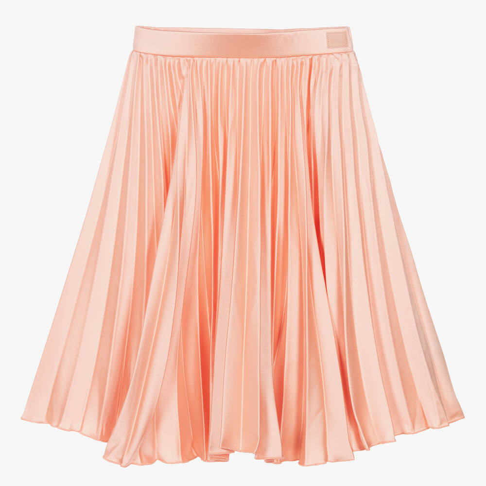 The Tiny Universe Kids' Girls Pink Pleated Satin Skirt
