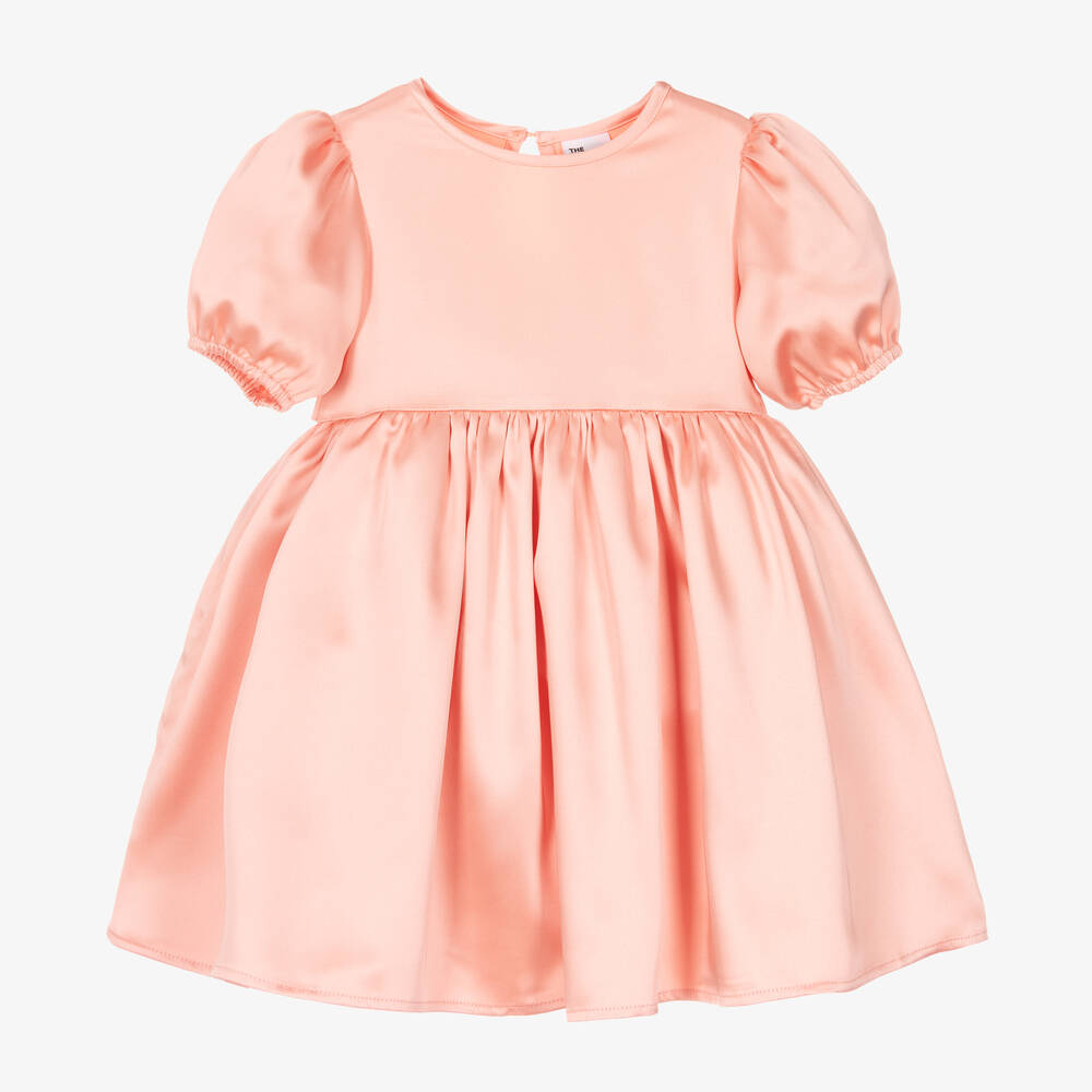 The Tiny Universe - Розовое атласное платье с поясом | Childrensalon