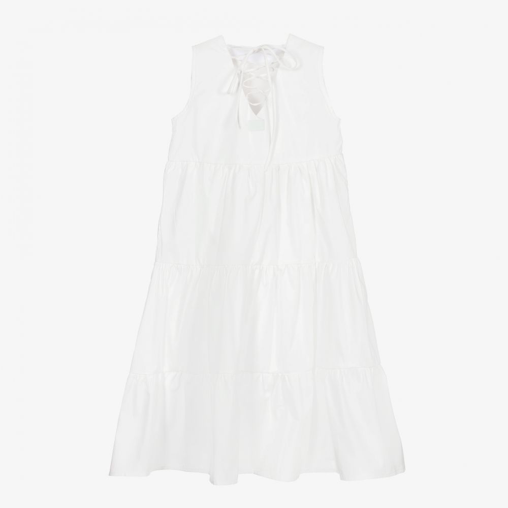 The Tiny Universe - Girls White Cotton Maxi Dress | Childrensalon