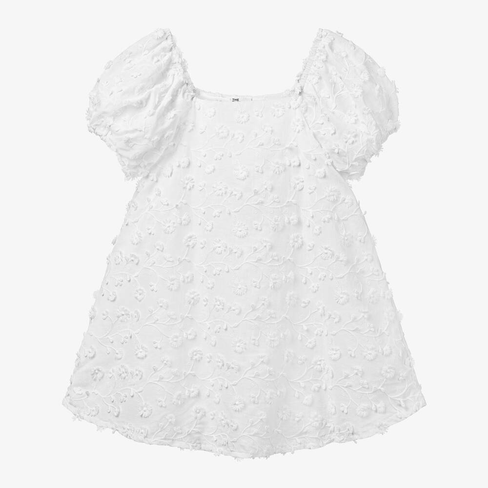 The Tiny Universe - Girls White Embroidered Floral Dress | Childrensalon