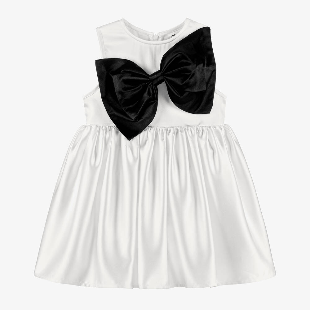 Shop The Tiny Universe Girls White Satin Bow Dress