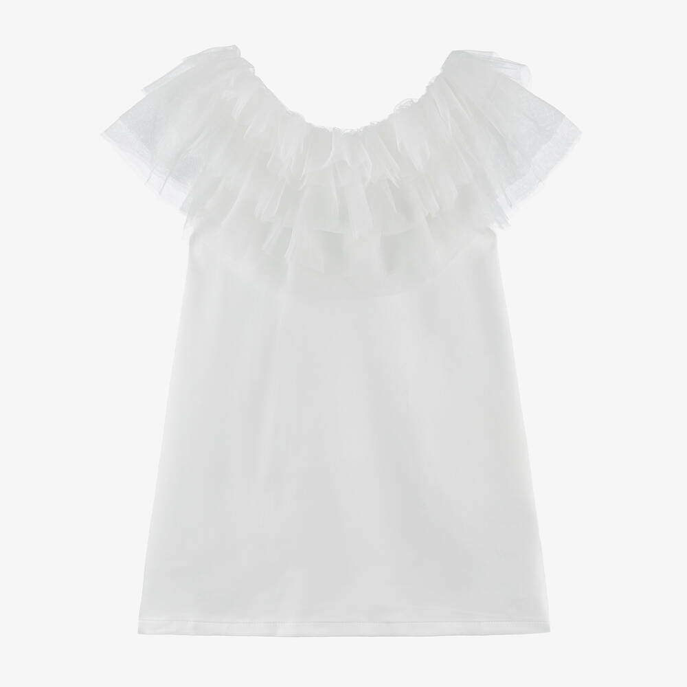 Shop The Tiny Universe Girls White Satin & Tulle Dress