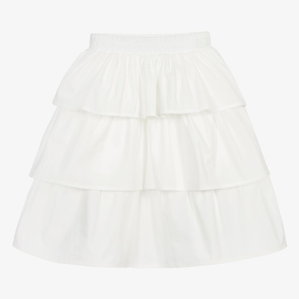 The Tiny Universe - White Ruffled Cotton Skirt | Childrensalon