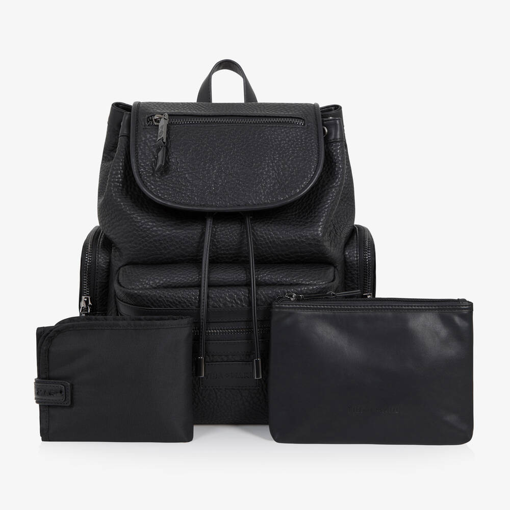 TIBA + MARL -  حقيبة ظهر لتغيير الحفاظات جلد صناعي لون أسود (38 سم) | Childrensalon