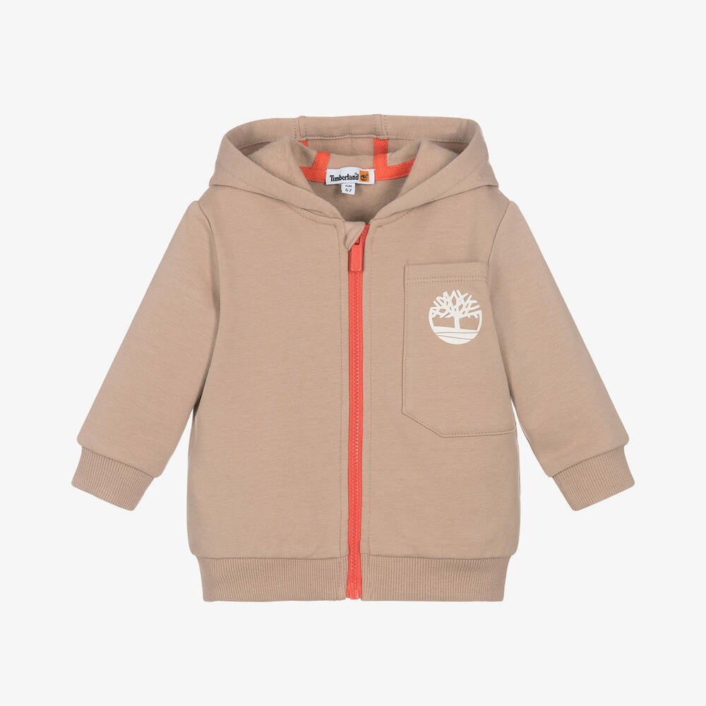 Timberland - Baby Boys Beige Organic  Zip-Up Top | Childrensalon