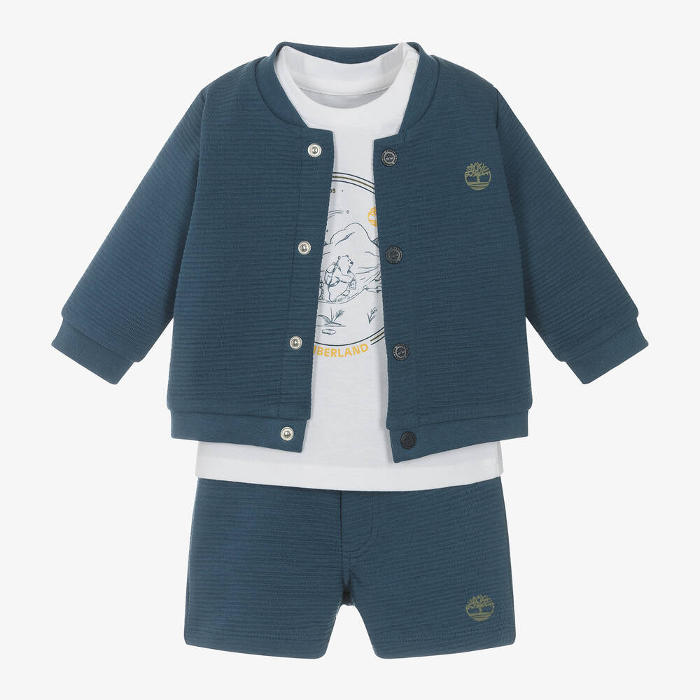 Timberland - Baby Boys Blue Cotton Shorts Set | Childrensalon