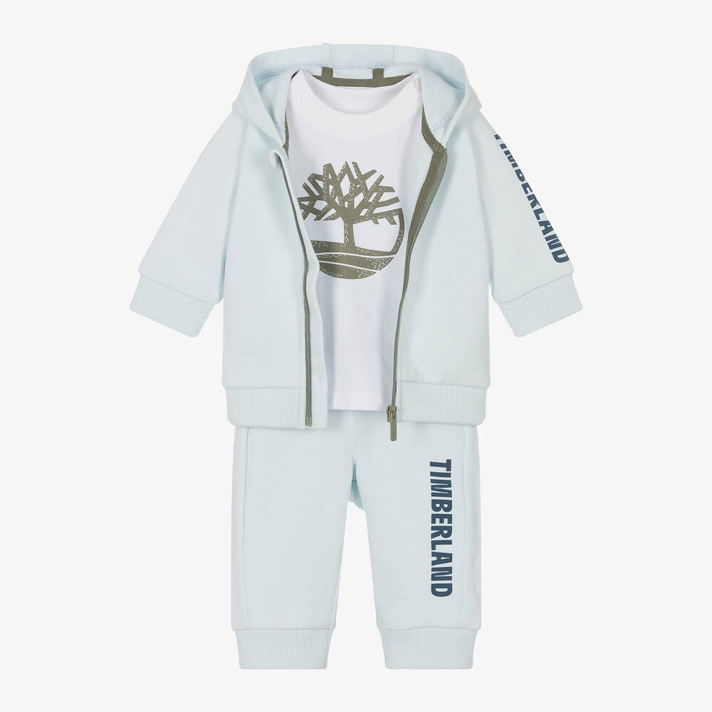 Timberland - طقم بدلة رياضية قطن لون أزرق للمواليد | Childrensalon