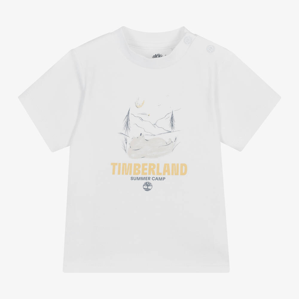 Timberland - تيشيرت قطن عضوي لون أبيض للمواليد | Childrensalon