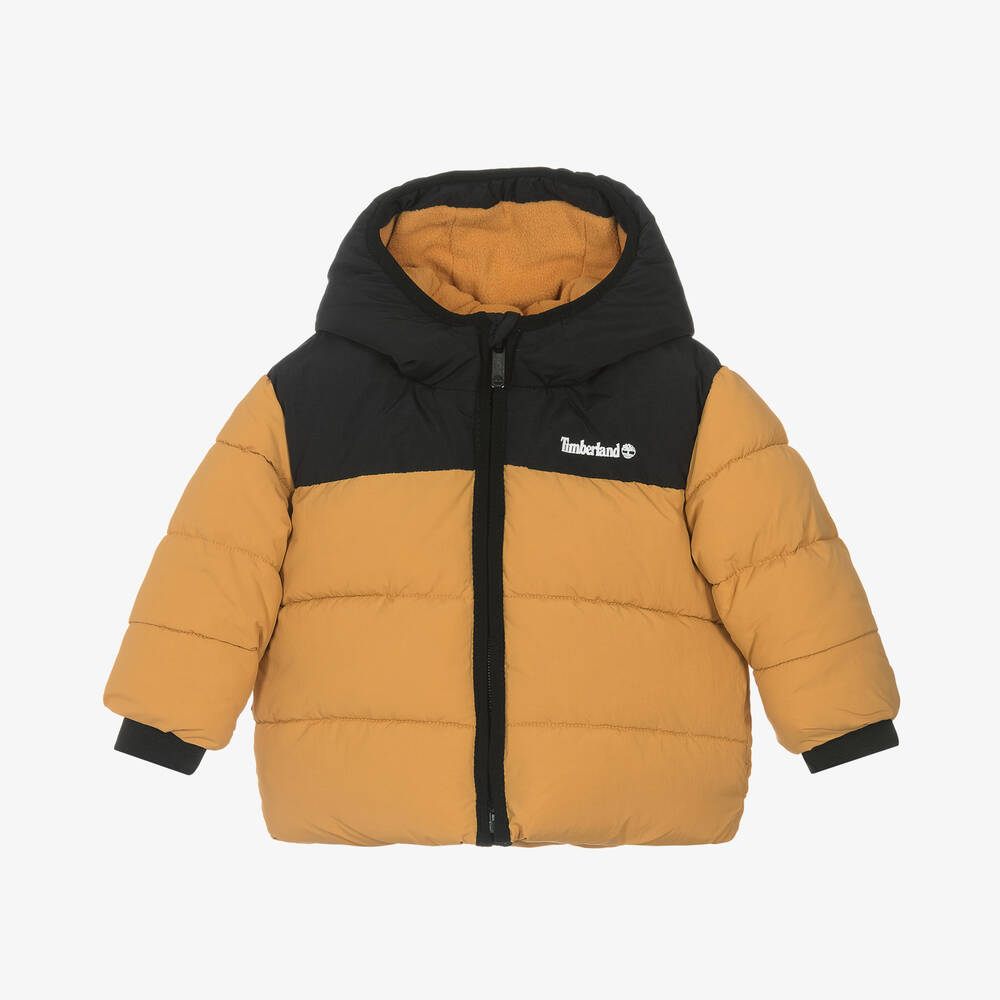 Timberland - Baby Boys Yellow Hooded Puffer Jacket | Childrensalon