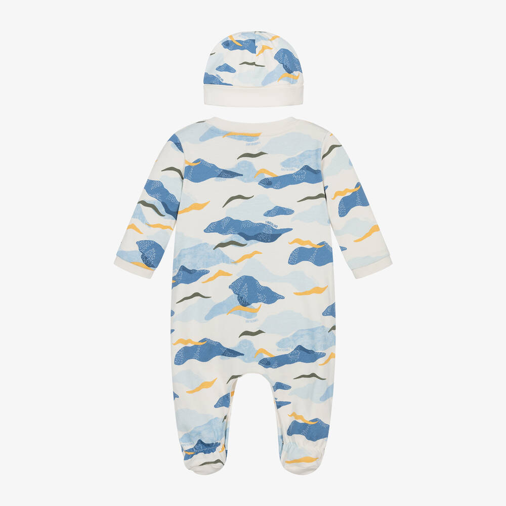 Timberland - Blue Camouflage Print Organic Cotton Babysuit Set ...