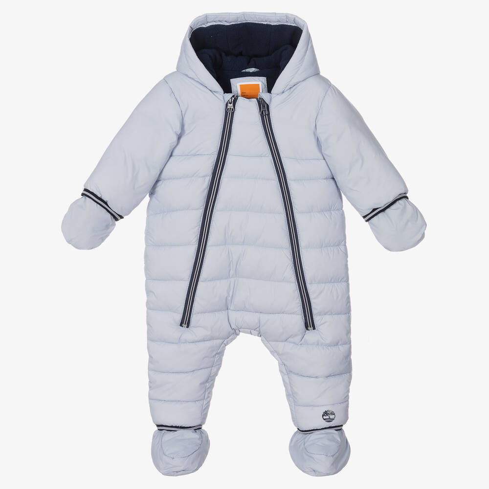 Timberland - Blue Padded Baby Snowsuit  | Childrensalon