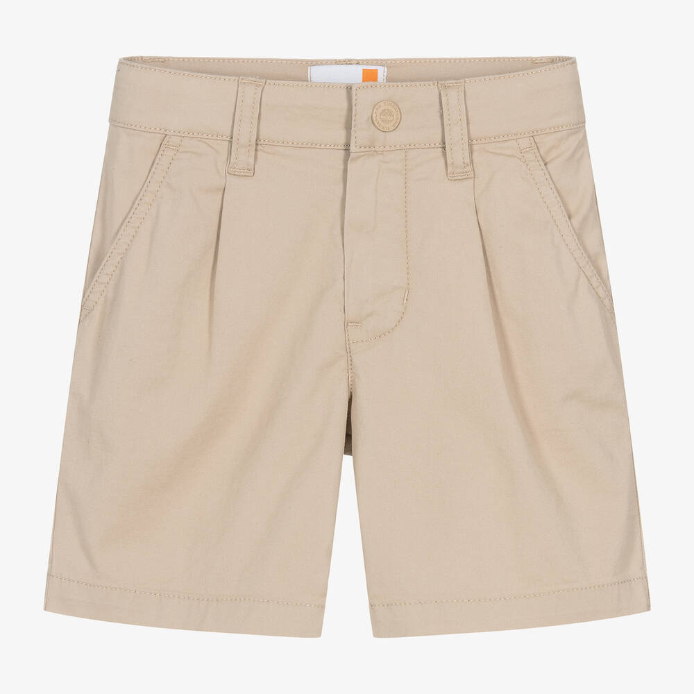Timberland - Boys Beige Cotton Chino Shorts  | Childrensalon
