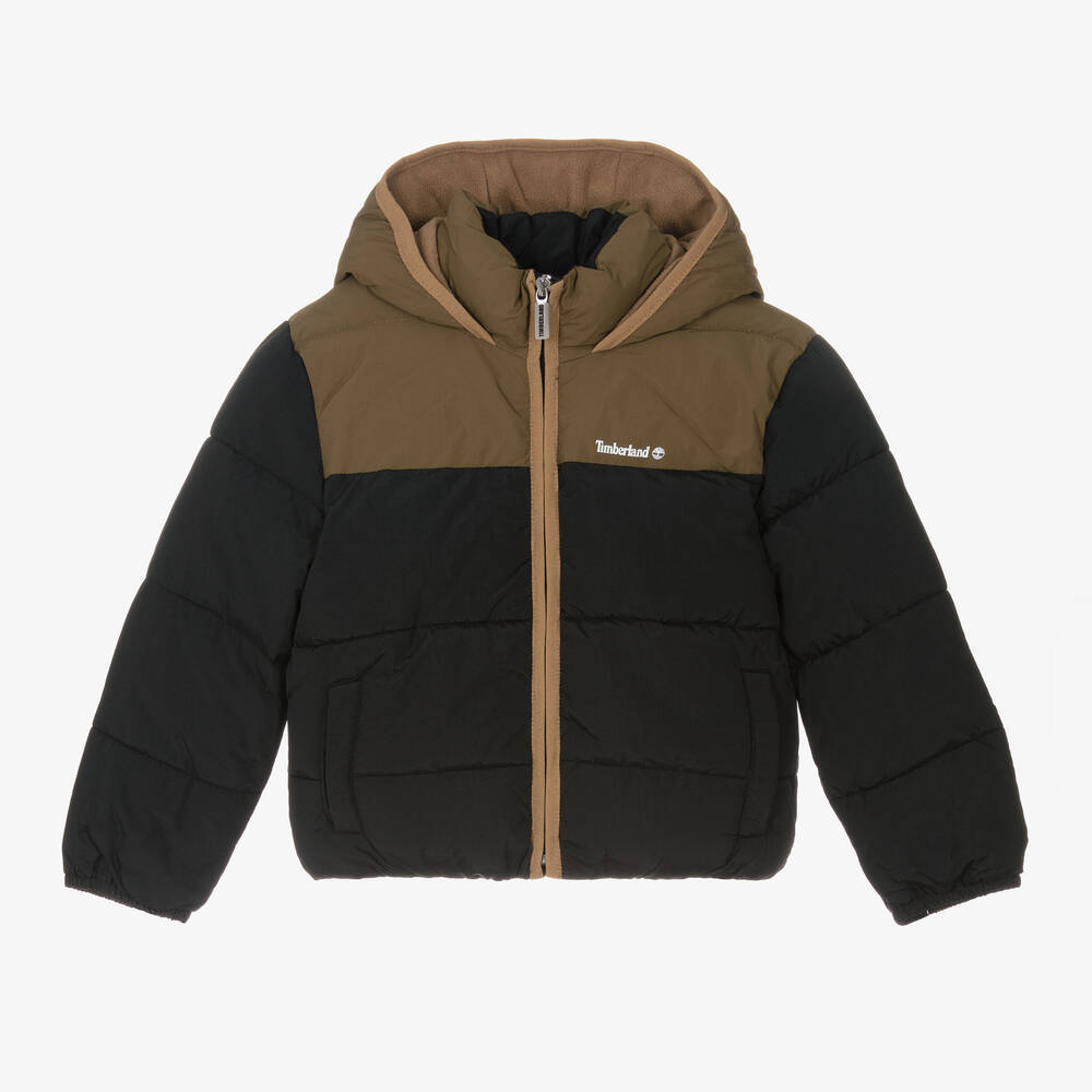 Timberland - Boys Black Hooded Puffer Jacket | Childrensalon